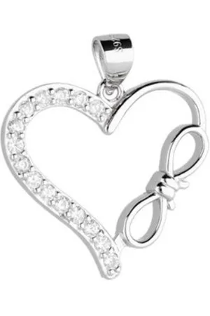 Zilver En Zirkonia Hart Hanger - Dames Ketting Hanger Hart met Zirkonia - 925 - Dames Ketting Hanger - Amona Jewelry Zirconia Heart Knot Pendant