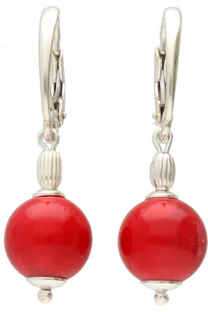 Bela Donaco Oorbellen statement B10 – Rode Jade – Sterling Zilver