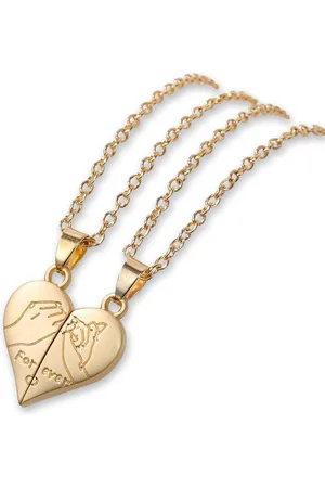 Kasey Hartjes Ketting - Vriendschapskettingen - Bff ketting voor 2 - Best Friends Ketting - Magnetisch - For Ever - Pinky Promise - Goudkleurig
