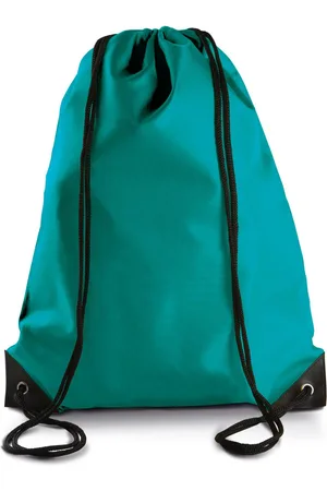 Merkloos Sport gymtas/draagtas met rijgkoord - smaragd groen - 34 x 44 cm - polyester - verstevigde hoeken