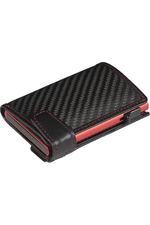 Tony Perotti Furbo red/black carbon kaarthouder met papier- en kleingeldvak
