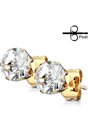 LMPiercings NL Oorbellen gold plated met witte steen 5 mm