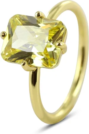 Silventi 9SIL-22578 Zilveren Ring - Dames - Zirkonia - Rechthoek -10 x 8 mm -