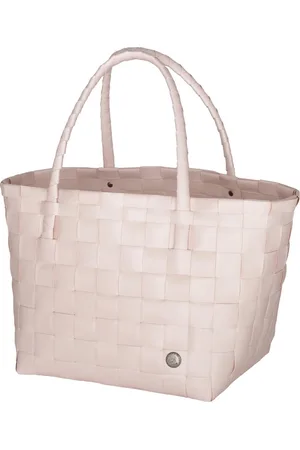 Handed By Duurzame handgevlochten boodschappentas - Shopper - Weekendtas - Strandtas -Sporttas - Paris - Roze - Nude