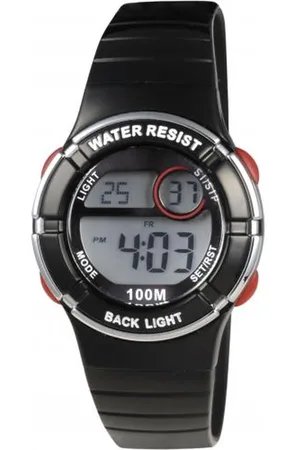 XONIX KE-008 - Horloge - Digitaal - Kinderen Unisex of Vrouwen - Siliconen band - ABS - Cijfers - Achtergrondverlichting - Alarm - Start-Stop - Chronograaf - Tweede tijdzone - Waterdicht - 10 ATM - Zwart - Rood - Zilverkleurig