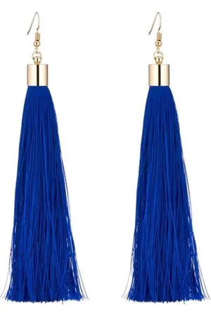 Fako Bijoux® Oorbellen - Kwast XL - Donkerblauw