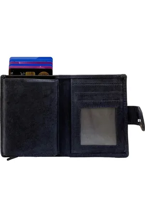 ARRIGO BELLO Pasjeshouder Uitschuifbaar – Donkerblauw - Leer - Bloemen print - Creditcard Houder - RFID – Anti Skim - Muntgeld Ritsvak - Pasjeshouder