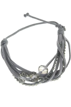 Behave Armband imitatieleer met kralen verstelbaar