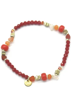 The Musthaves Armband Dames - Glaskralen en RVS - Elastisch