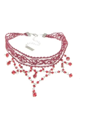 Behave Choker van kant met facet geslepen kraaltjes