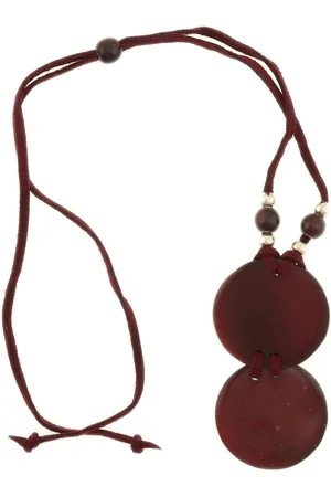 Behave Dames lange ketting bordeaux met schelpen hangers 65 cm