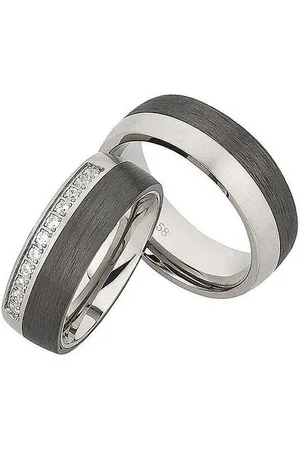 Sense Jewelry Carbon met titanium ringen met 11 zirkonia