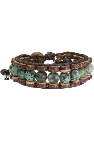 Bela Donaco Armband Bohemian green B8 – – Afrikaanse Turquoise – Kokos – leer