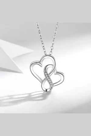 ASTRADAVI S925 Sterling Zilveren Hanger Ketting - Dubbele Harten Verbonden met Oneindigheid - Cadeau Idee