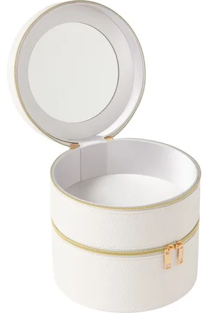 J-line Cosmetica doos rond + spiegel - kunstleder