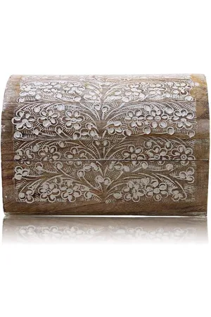 Merkloos Handgemaakte decoratieve houten sieradendoos - gedetailleerd houtsnijwerk - sieraden Organizer - Keepsake Box - schatkist - Trinket Houder - Memory Box - Horloge Box - 9 x 6 Inch - Grote verjaardagcadeau - Gift Ideeën