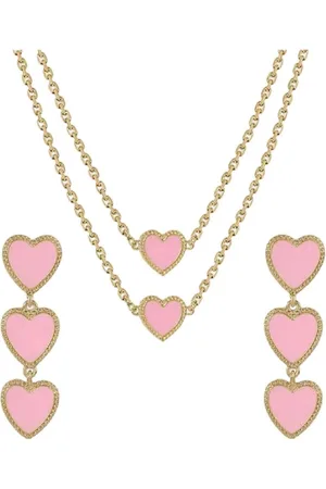 Margot Bardot Maeva Heart Pink Set Oorbellen, Armband & Ketting