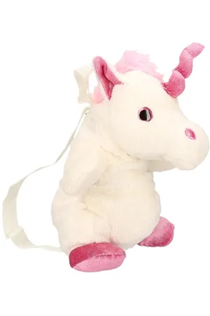 Merkloos Witte unicorn rugzak van super zachte pluche 33 x 18 cm
