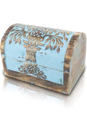 Merkloos Verjaardagscadeau Ideeën - Handgemaakte Decoratieve Houten Sieraden Doos Met Levensboom Carvings - Sieraden Organizer Keepsake Box - Schat Borst Snuisterijhouder - Horloge Doos Opbergdoos 22 x 15 cm