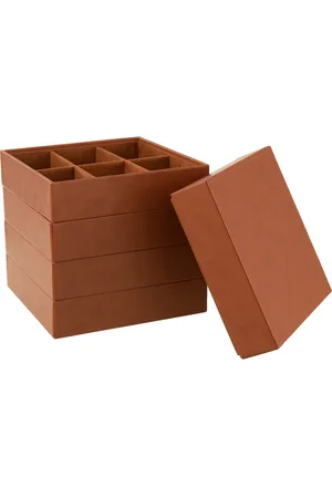 J-line Juwelendoos 4 Delen Kunstleder Cognac - 19.3x19.3x22.8cm