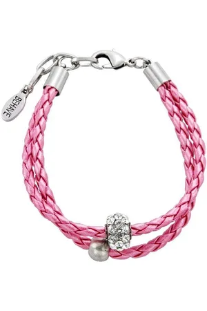 Behave Armband van imitatieleer met hanger met steentjes