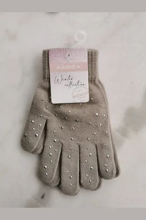 Merkloos Dames handschoenen met strass steentjes one size