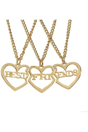 Bixorp Friends BFF Ketting voor 3 met Goudkleurige Hartjes - Best Friends - Vriendschapsketting Meisjes - Beste Vrienden Ketting Vriendschap Cadeau voor Twee
