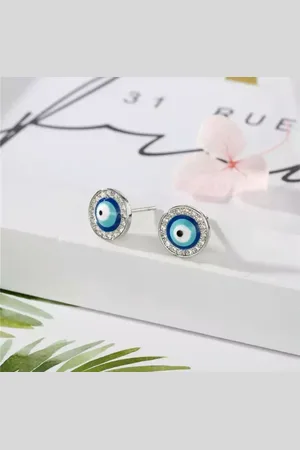 Akyol Evileye – evil – eye – blauwe evileye – knop oorbellen– geluks oog oorbel – geluk – - bescherming – diepe blauw -boze oog oorbellen - turkse oog - nazar boncuk - cadeau voor vriendin - blauwe oog oorbellen