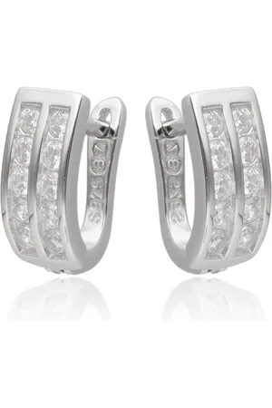 Zilver En Dames Oorbellen met Zirkonia - Dames Oorbellen Echte - Dames Oorringen Gerhodineerd - Amona Jewelry