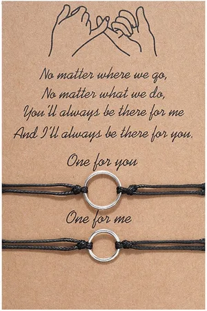 Bixorp Friends Vriendschapsarmbandjes voor 2 met Zilverkleurige Rondje / Cirkeltjes - BFF ArmbandMeisjes - Best Friends Armband Vriendschap Cadeau voor Twee