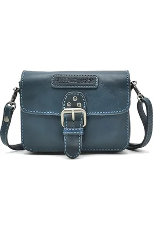 Hillburry Hill Burry --3280- Schoudertas- Small- leer-Blauw-Blue - (bxhxd) ca. 16cm x 12cm x 5cm