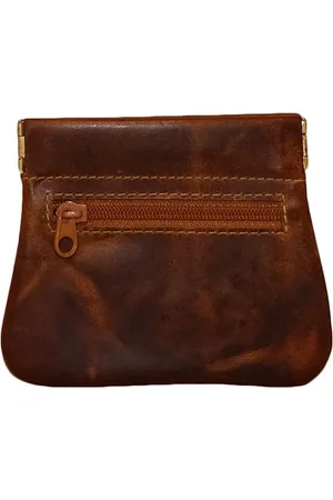 LEATHER DESIGN Knijpportemonnee met Ritsvakje Echt Leer Hunter