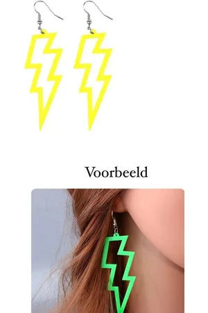 Akyol Oorbellen gele bliksemschicht -neon - oorbel - Cadeau-uitgaan - festival - bohemian - neon gele oorbellen - leuke gele oorbellen - Sieraad - bliksem neon oorbellen - foute feest - foute party - carnaval - hangoorbel - oorbel - dame
