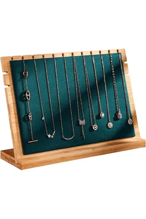Merkloos Kettingen Fluwelen Mat Opknoping Kettingen - Display Houder met Houten Stand - Sieraden Ketting Organizer voor Vrouwen Trade Show Winkels