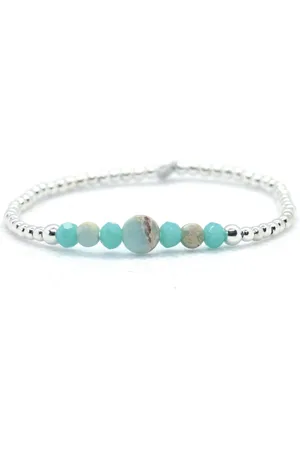 Heaven Eleven Meisjes - armband - Kinderarmband - zilver 925 - 2,5mm - turkoois 15cm