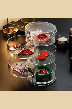 Merkloos 5 lagen transparante acryl sieradenorganizer - 360 graden draaibare cosmetica-opberg-spinhouder for halskettingen, armbanden, ringen, oorbellen - klein voorwerpen houder