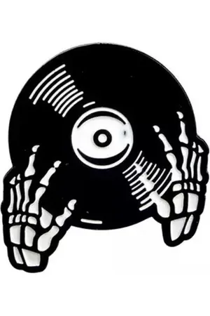 Akyol Vinylplaat Broche -kledingspeld -pin-bedankje -broche -skelet -halloween broche -plaat -platenspeler -enamel pins-enamel-skelethanden-verjaardag -broche speld leuke broche -verjaardag cadeau - muziek plaat – plaat – platenliefhebber – o