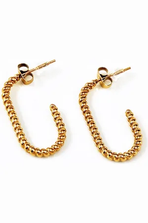 Dottilove ∅27mm Twist Square Oorbellen - Dames Schakel Oorbellen - RVS Gold Plated