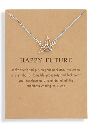 Bixorp Luck Zilveren Dames Ketting met Origami Vogel - "Happy Future" - 45/50cm - Cadeau voor Vrouw - Goudkleurig