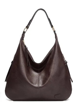Merkloos Tassen - schoudertas Jules - damestas - pu-leer - bruin - vegan - met rits - bruin