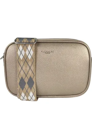 Flora & CO Flora&Co - Paris - Crossbody handtas - 3 vakken met rits - instelbare riem & fashion riem - goudkleurig