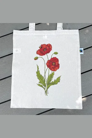 Merkloos Katoenen tas Fairtrade | Tote bag | Klaproos | Illu-Straver
