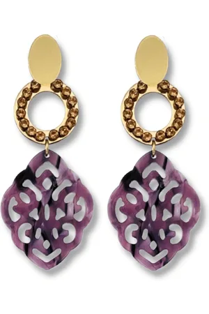 Zatthu Jewelry Inga statement oorbellen met lila paarse resin