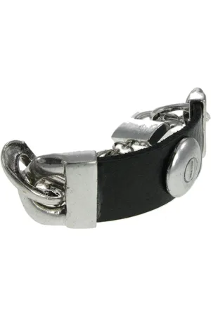 Behave Robuuste unisex armband met schakels en imitatieleer