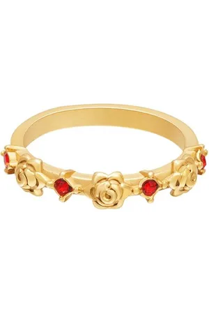 Yehwang Ring roses and zircon stones- Rood & Goud- Stainless Steel --18-Moederdag cadeautje - cadeau voor haar - mama-Valentijnsdag