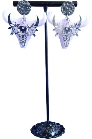 2 Love It Buffel Silver - Oorbellen - Statement oorbellen - Polymeerklei - Stainless steel - Lichtgewicht - 4.2 x 3 - - Zilverkleurig