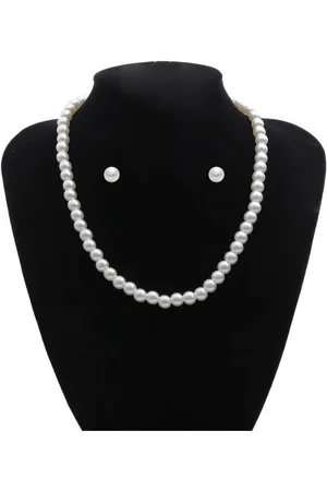 ASTRADAVI Mode Sieraden - Sieraden Geschenkset - Parelketting 45 cm - met Bijpassende Parel & S925 Sterling Zilveren Oorbellen