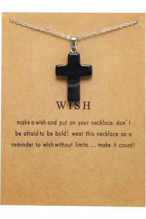 Bixorp Luck Zilveren Dames Ketting met Zwart Kruis - "Wish" - 45/50cm - Cadeau voor Vrouw - Zilverkleurig