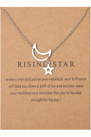 Bixorp Luck Zilveren Dames Ketting met Halve Maan & Ster - " Rising Star" - 45/50cm - Cadeau voor Vrouw - Zilverkleurig