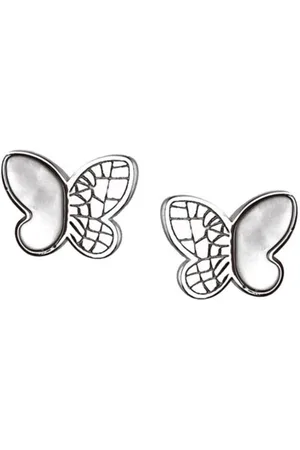 Zilver Oorbellen Vlinder Dames - en Oorbellen Dames Vlinder met Parelmoer - Parelmoer oorbellen - Butterfly Earrings with Mother of Pearl - 925 - Amona Jewelry
